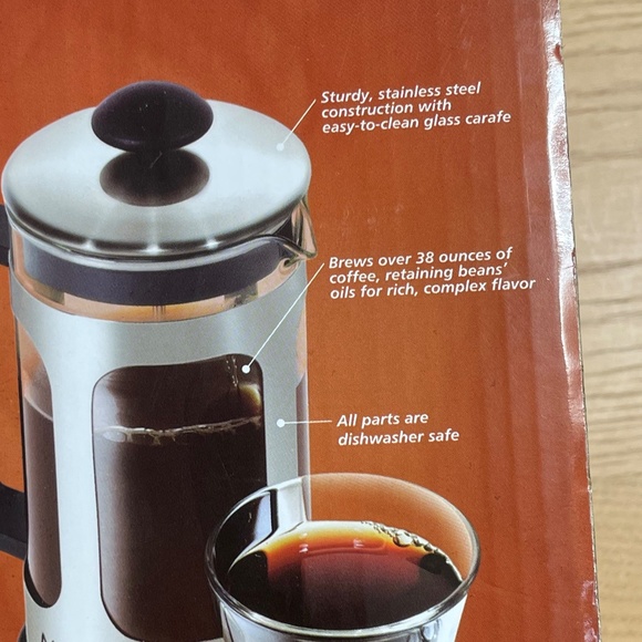 Mr Coffee French Press 1.2 Qt Stainless Steel & Glass Scoop and Instructions - Picture 8 of 10